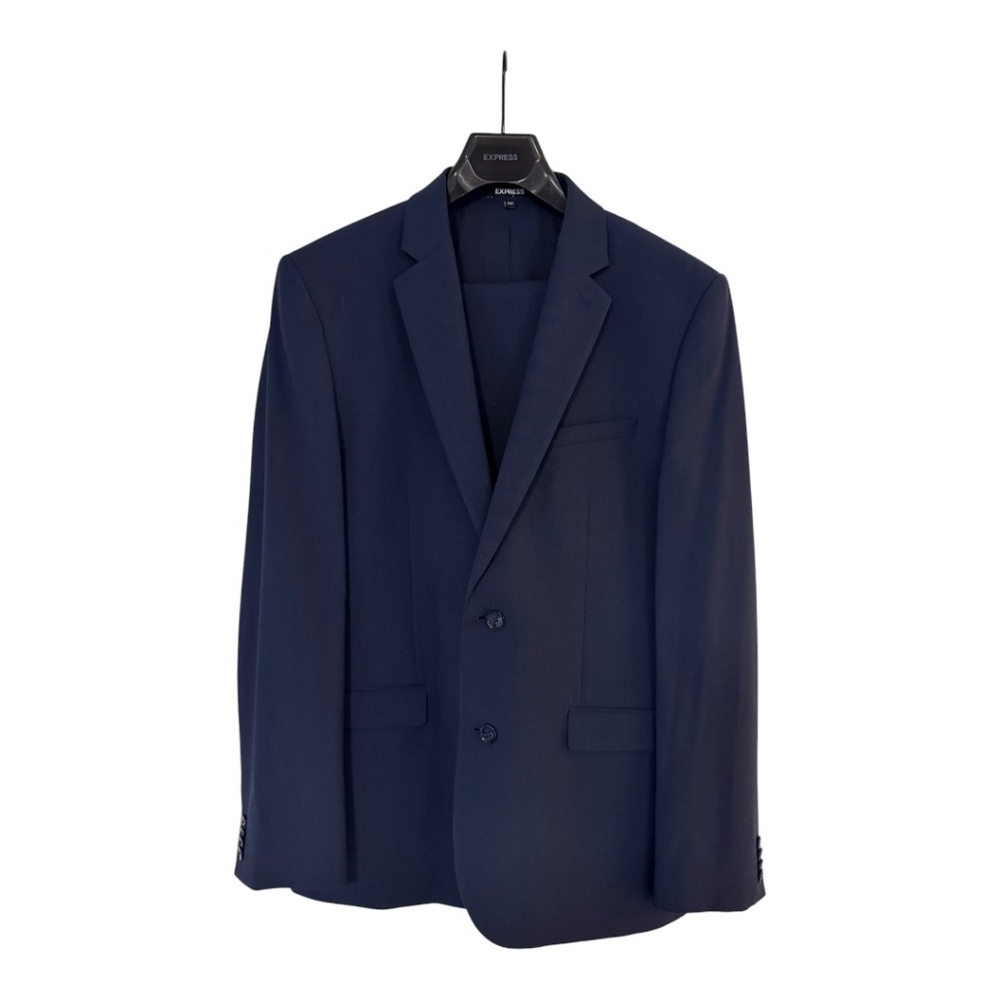 Express Extra Slim Navy Wool-blend Modern Tech Suit 42L Jacket 34/34 Pant